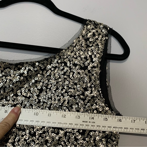 THML Black mesh overlay with gold sequins party dress. Size M NWT - Picture 8 of 9